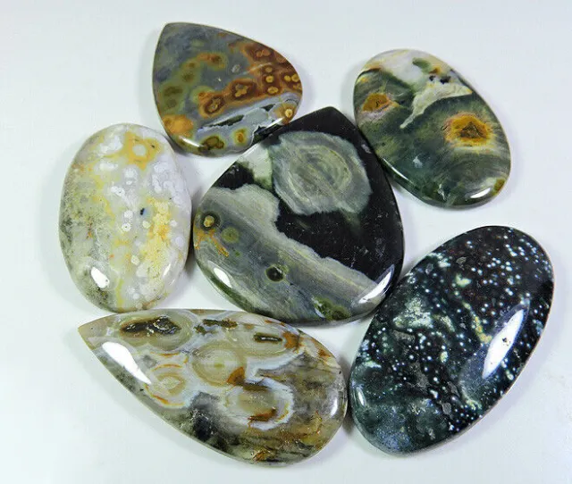 AA++ 6 Pcs Natural Ocean jasper Mix Cabochon Loose Gemstone Lot 401 Cts.