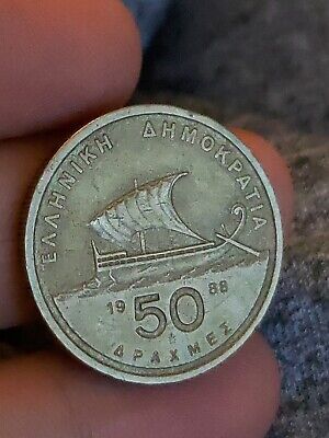 GREECE 50 DRACHMA 1988 free UK post Kayihan coins T24