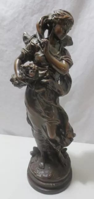 VTG Hip Moreau 18" Statue Alexander Backer, Bronze Chalkware Autumn