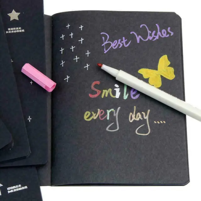 1Pc Blank Black Paper Sketch Book Inner Page Graffiti Notebook