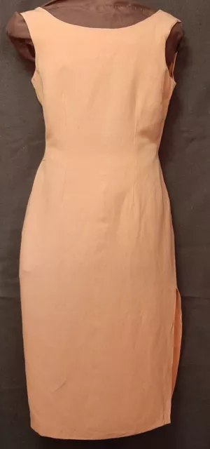 vestito abito elegante cerimonia donna lungo spacco rosa salmone tubino