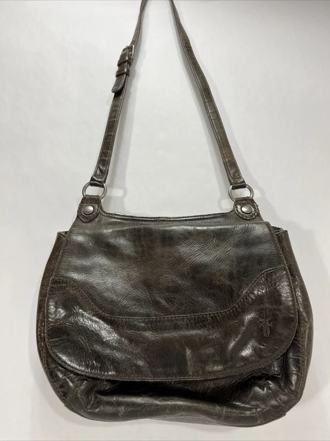 Frye Brown Leather Crossbody Messenger Bag Purse - 12 x 9 x 3 inches