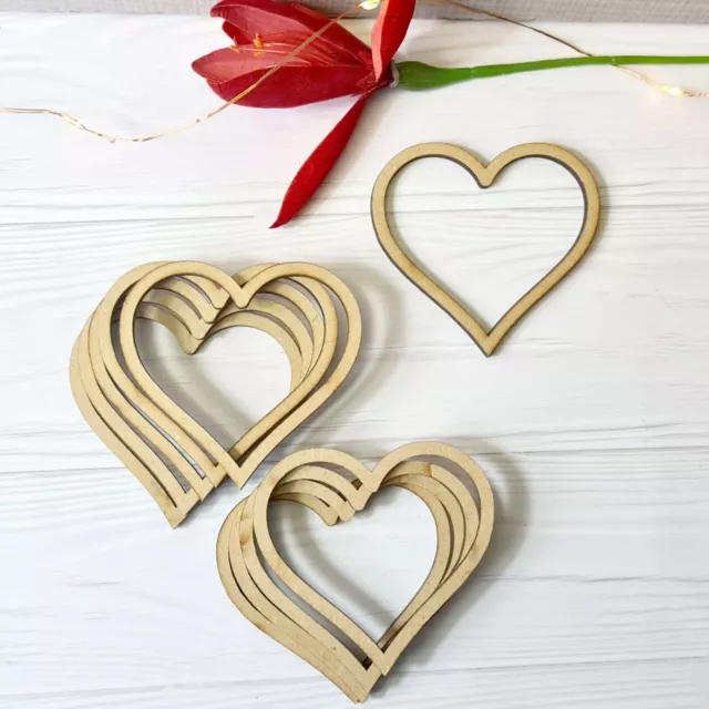 Wooden Cut Out Heart Outline 60mm Laser MDF Embellishments Craft Art Decor Card