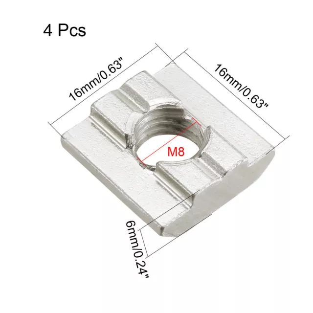 Slide in T-Nut, M8 Threaded for 3030 Series Aluminum Extrusions Profile 4pcs 2