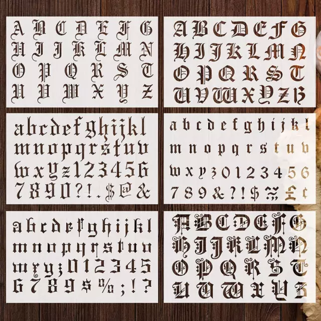 8 PIECES OLD English Lettering Stencils Calligraphy Letter Stencils