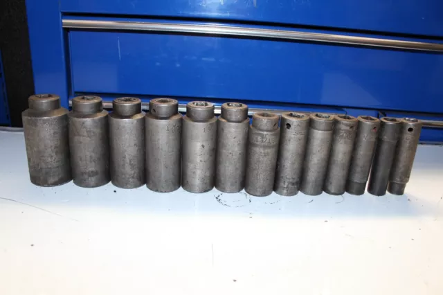 MAC TOOLS 1/2" Drive 6-Point SAE Deep Impact Socket Set USA 13-PIECES