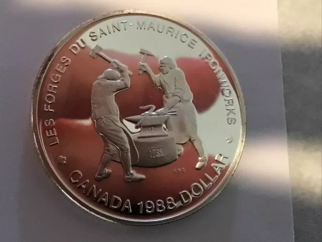 1988 Canada Silver  Dollar  Saint-Maurice  Iron Works Proof Gen