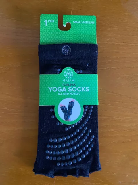 Calze da yoga Gaiam One Paia Nere Grigie Taglia S/M Tutto Impugnatura Senza Slip