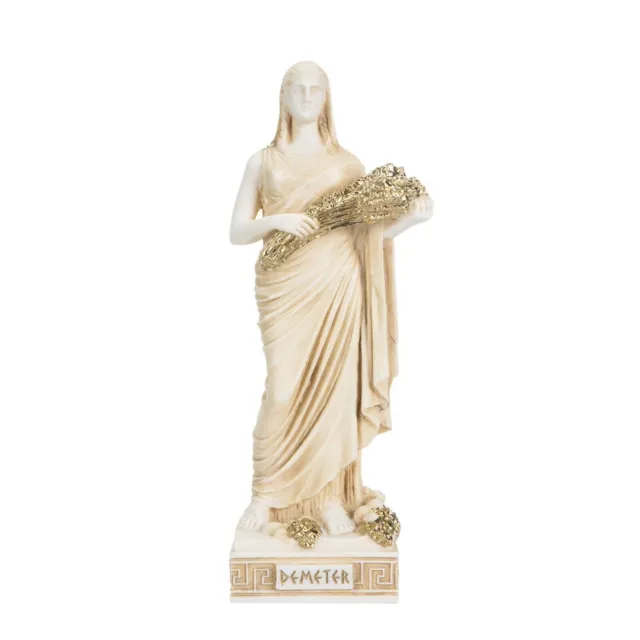 Demeter Déesse de la récolte et de l'agriculture Statue en albâtre doré...