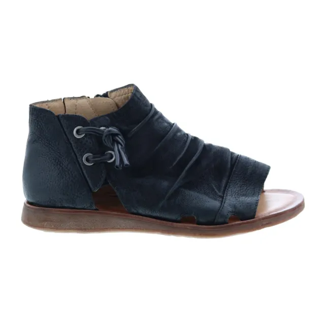 Miz Mooz Fuller Womens Black Leather Zipper Strap Sandals Shoes