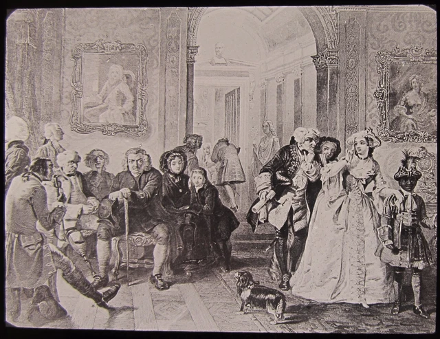 JV Glass Magic Lantern Slide DR JOHNSON C1890 DRAWING ENGLISH HISTORY
