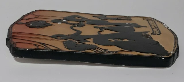 Vintage Plaster Of Paris Tile "The Gay Nineties" Painted Silhouette. 3