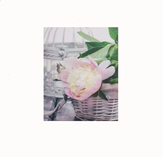 Tableau Toile Sur Châssis "Cœur Et Fleur Rose" - Style Romantique - Dimensions 60 X 60 Cm - Carré - Neuf Fabriqué En France