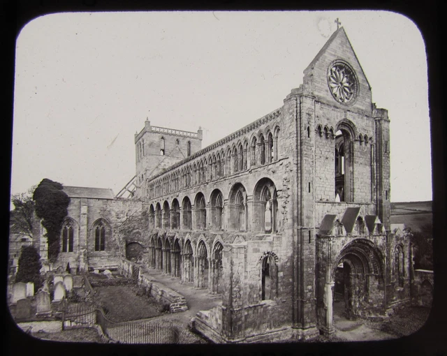 Glas magische Laterne Rutsche JEDBURGH ABBEY WEST VORNE C1890 SCHOTTLAND L13