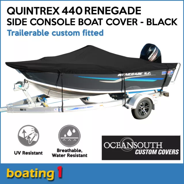 Oceansouth trailerable custom boat cover for Quintrex 440 Renegade Side Console