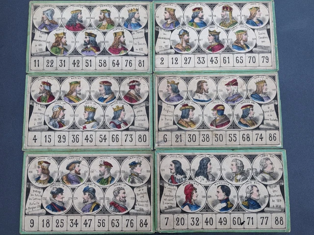 3 Cartes De Loto Anciennes – Narçon, Lithographie, Roi De France (fin XIXe)