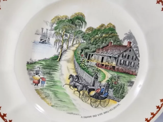 Vintage Adams Pottery American Ways and Days Home on the Mississippi 9" 2