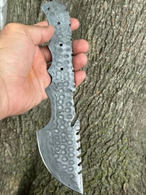 Full Tang  Custom Damascus Steel Hunting Tracker Knife Blank Blade Guthook