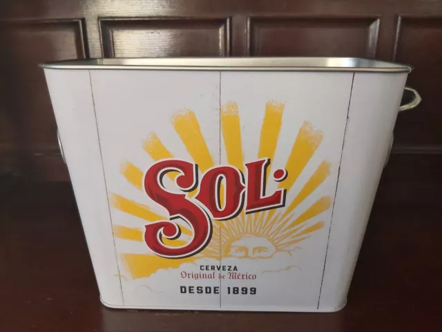 Sol Beer Lager Ice Bucket Cooler Retro Style Home Bar Gift Mancave Ladies Lair