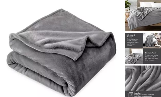 Manta de lana - manta - gris - manta ligera para completa/reina 02 - gris