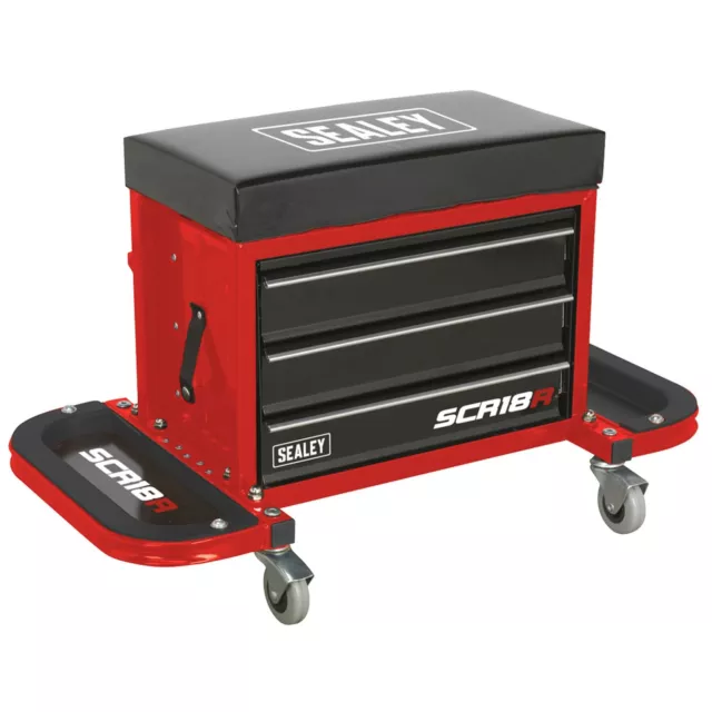Sealey Mechanic's Utility Seat & Toolbox - Red