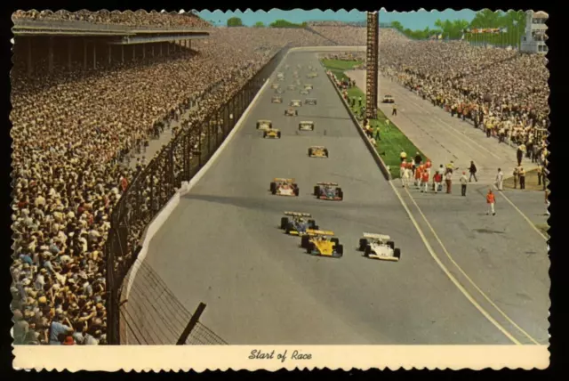 Start Track View 1972 Indianapolis Speedway Racing Indy 500 Auto Car Postcard