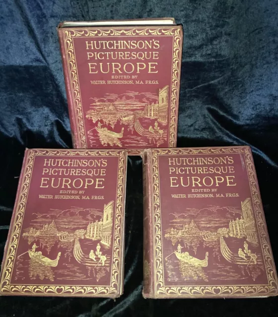 Hutchinson Picturesque Europe Vol I, II & III Full Set Illustrated