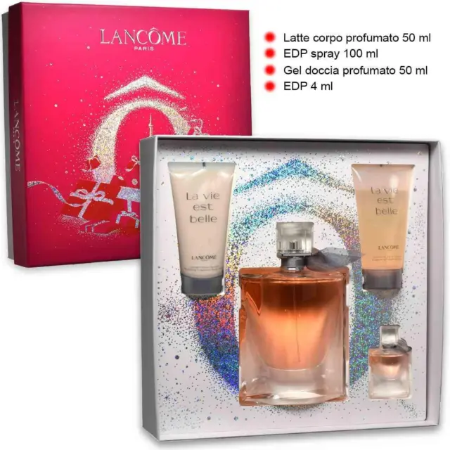 Lancome cofanetto la vie est belle edp 100 ml + lait c. 50 ml + gel d. 50 ml + e