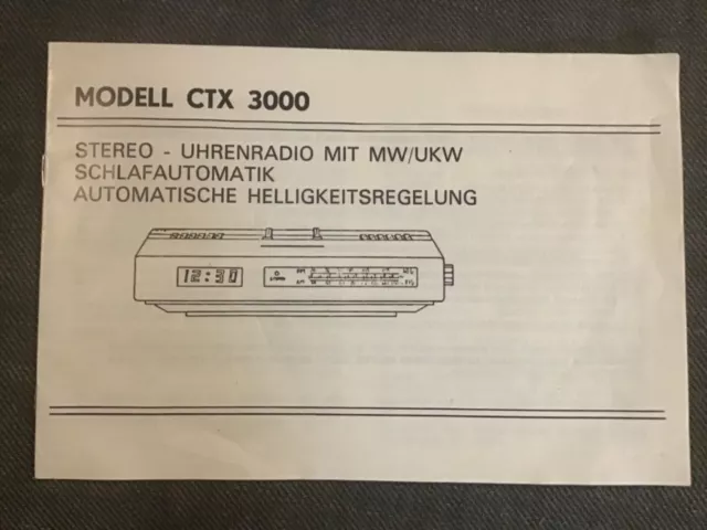 Bedienungsanleitung Uhrenradio CTX 3000 - Gebrauchsanleitung