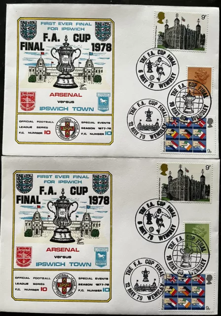 Arsenal v Ipswich Town FA Cup Final 10th May 1980 Dawn First Day Cover Set Of 2