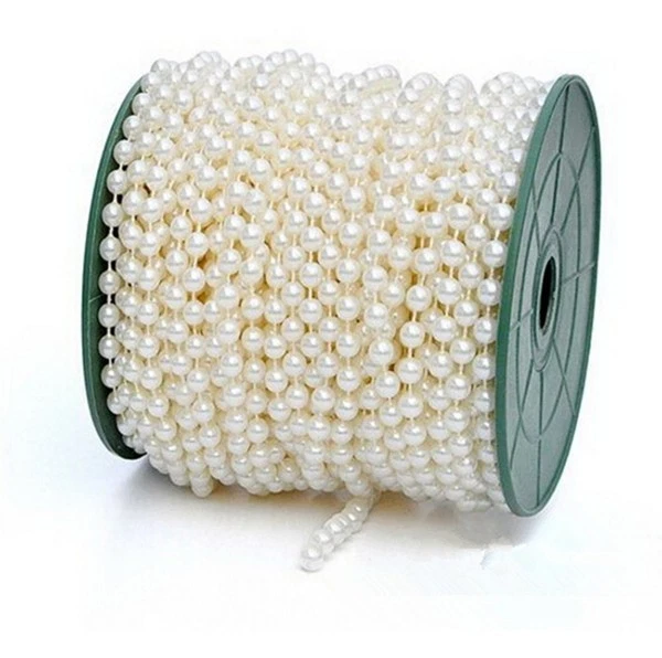5m of 8mm Bead Pearl String Ivory and white for Craft , Wedding Decoration