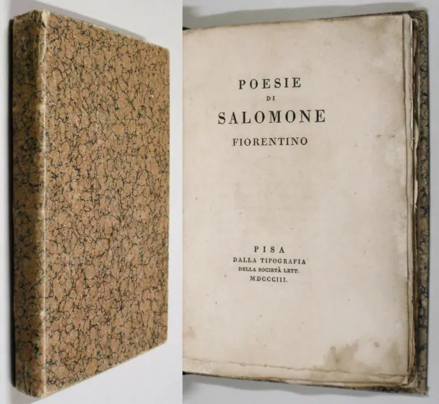 POESIE DI SALOMONE FIORENTINO 1803 Pisa Poeta ebraico italiano POESIE