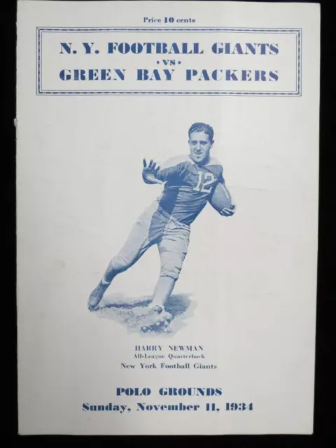 1934 NY Giants vs Green Bay Packers NFL Football Program