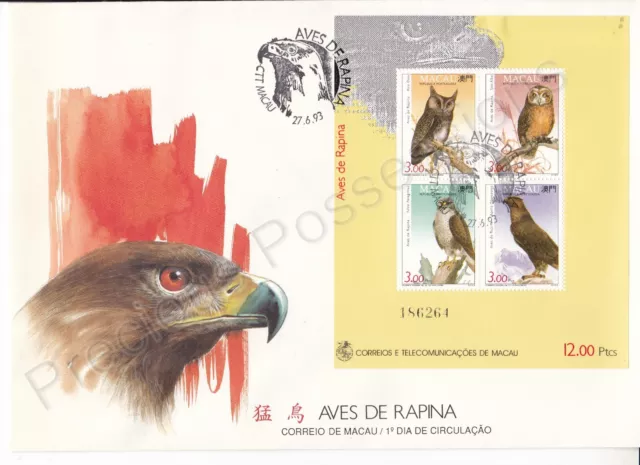 Macao Macau Fdc First Day Cover Sheet 1993 Birds Of Prey Sg Ms810