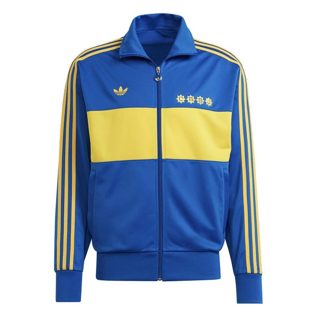 Adidas Originals da Uomo Boca Adolescenti 81 Pista Giacca Blu Rétro Calcio BNWT