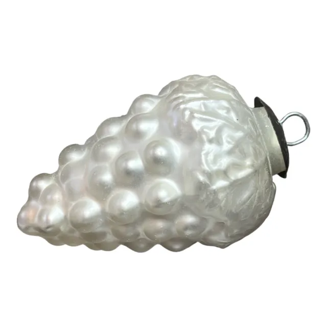 Vntg Midwest Kugel Replica White Glass Grape Cluster Christmas Ornament 1980s