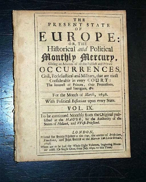 RARE 17TH CENTURY King William III Era Pamphlet 1695 London England