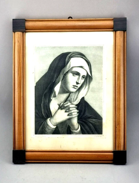 Biedermeier Lithographie Nonne 1848 Bilderrahmen Antik Kirsch Rahmen 19.Jh. (83)