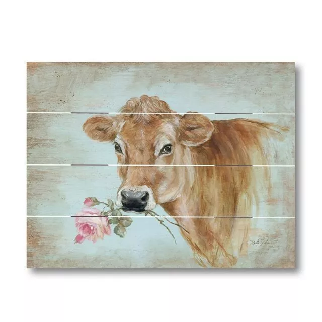 Miss Moo Cow Wood Pallet Art Print