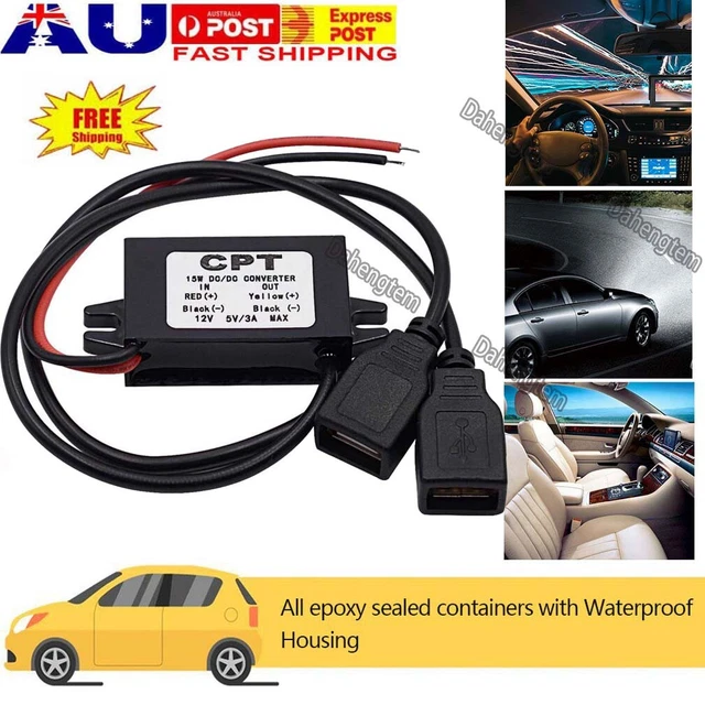 DC/DC Converter 12V Step Down To 5V 3A 15W 1/2 USB Output Power Adapter Module
