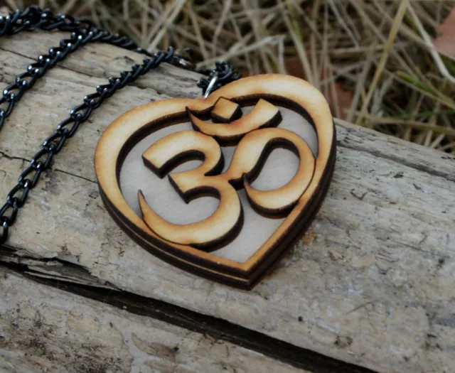 Om Wooden Necklace, Heart Shape unique design necklaces