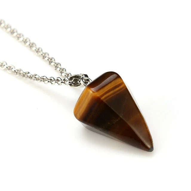 Natural Crystal Pendulum Healing Dowsing Chakra Reiki Amulet Pendant Necklace