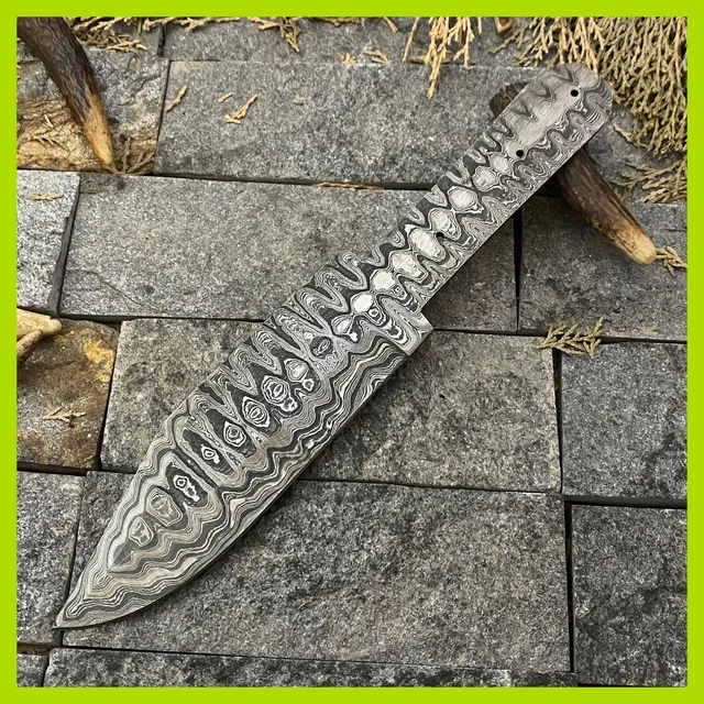 Custom Hand Forged Damascus Steel Hunting Full Tang Blank Blade Knife A-4445