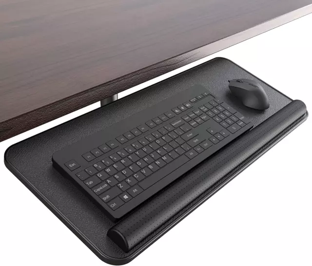 Tilt Rotating Keyboard Tray under Desk -  [Underdesk Mount] 360° Swivel PU Leath