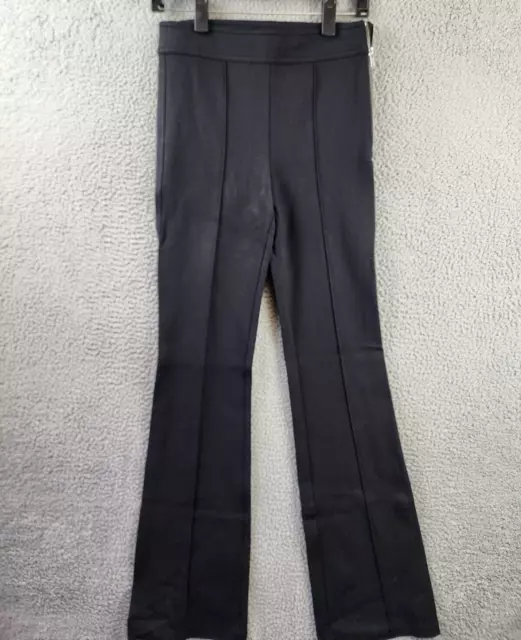 Helmut Lang Luxe Ponte Bootcut Pants Women's 6 Black Side Zip Closure Pleated 2