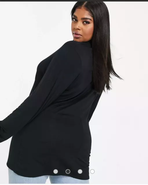 YOURS Clothing Plus Size Long Sleeve Roll Neck Top Black Size 26/28