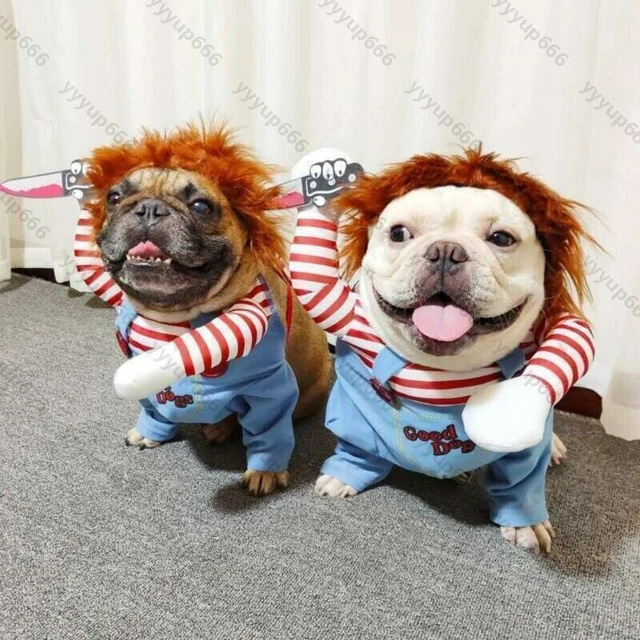 Welpe Haustier Hund Katze Chucky Doll Halloween Kleidung Cosplay Kostüm S-L DE