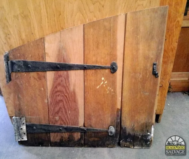 Door, 37" x 37", Firewood Storage Door, Arched, Strap Hinges, Salvage