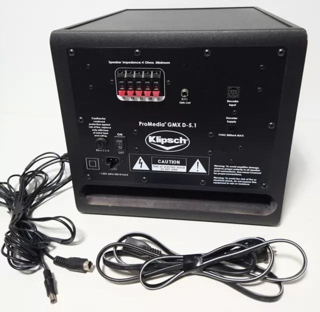 Klipsch Promedia GMX D-5.1 Audio Speaker System Subwoofer w/Cords, Clean/Nice