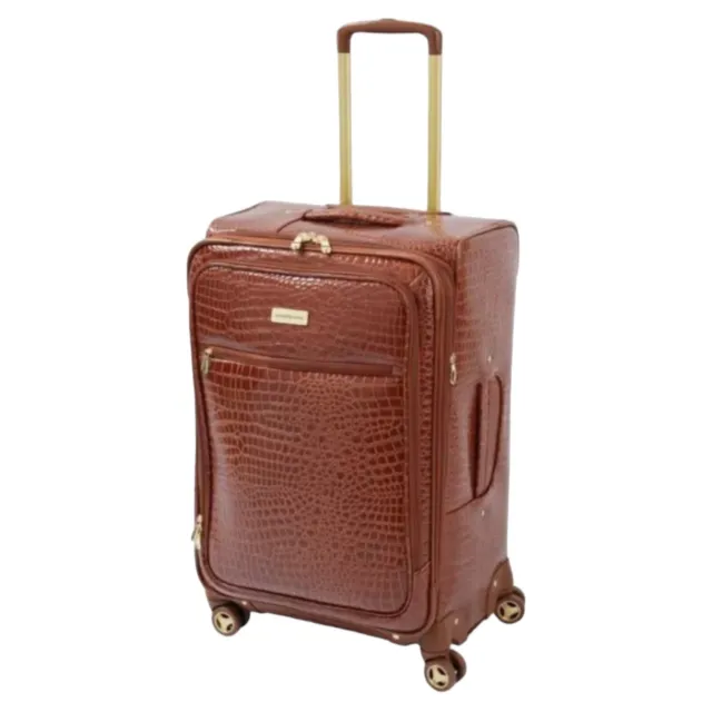 Samantha Brown 26" Exp Spinner luggage Durable Croco-Embossed PVC-Chestnut -NWT